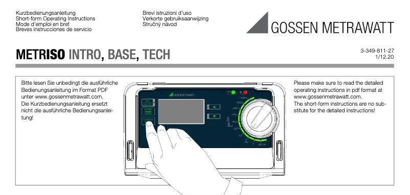 Page 1 de la notice Manuel utilisateur Gossen Metrawatt Metriso Intro