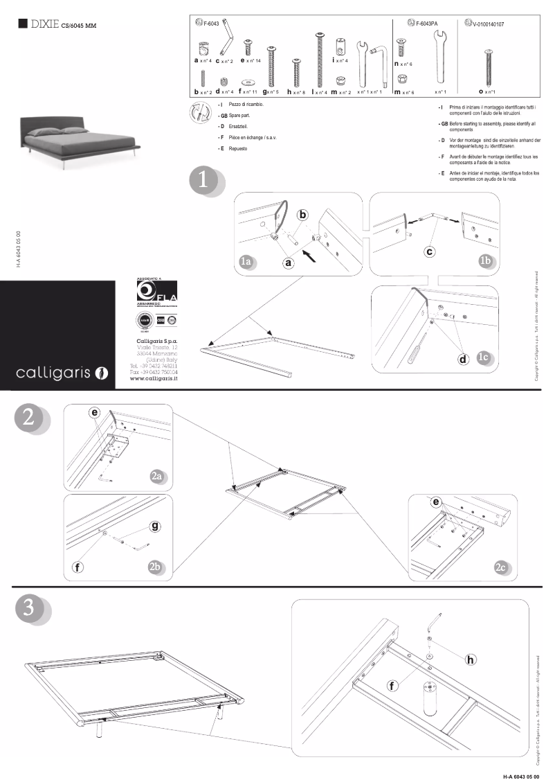 Page 1 de la notice Manuel utilisateur Calligaris .com Dixie