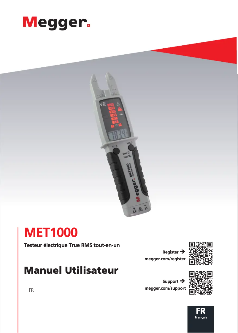 Page 1 de la notice Manuel utilisateur Megger MET1000