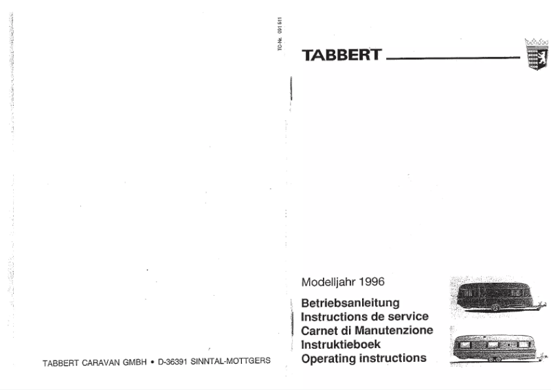 Page 1 de la notice Manuel utilisateur Tabbert Baronesse 620 (1996)