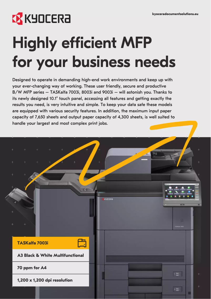 Page n°1 - Fiche technique Kyocera TASKalfa 7003i