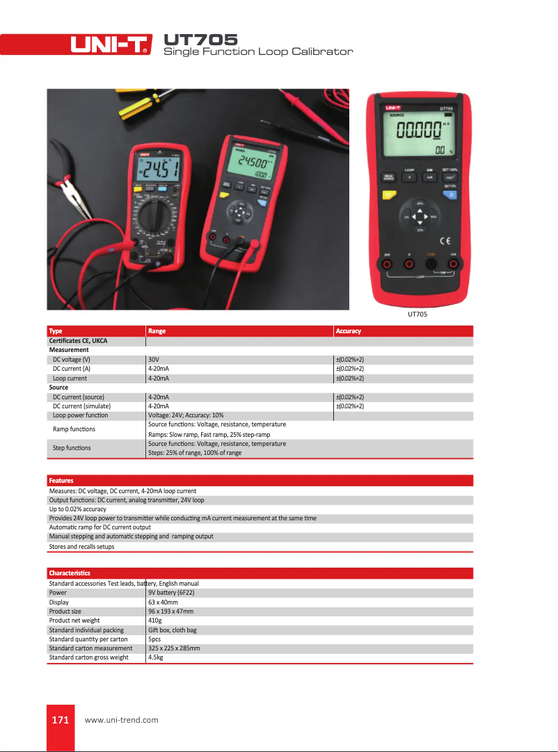 Page n°1 - Manuel utilisateur Uni-T UT705