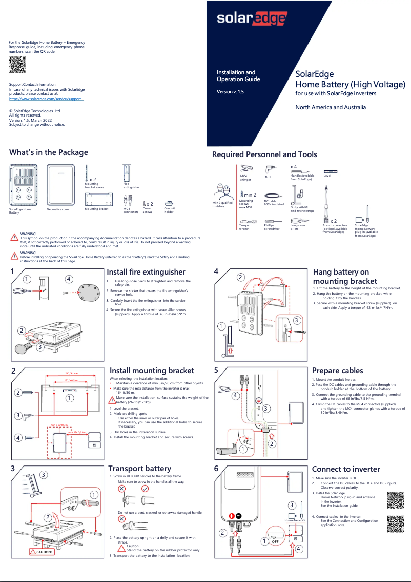 Image de la première page du manuel de l'appareil Home Battery