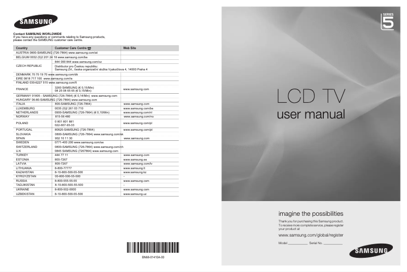 Page n°1 - Manuel utilisateur Samsung LE-46B550A5PXXN