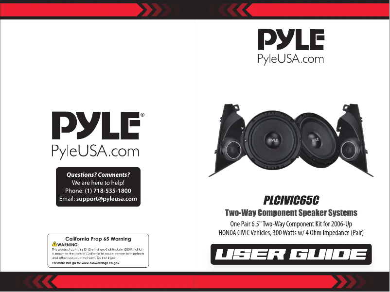 Page 1 de la notice Manuel utilisateur Pyle PLCIVIC65C
