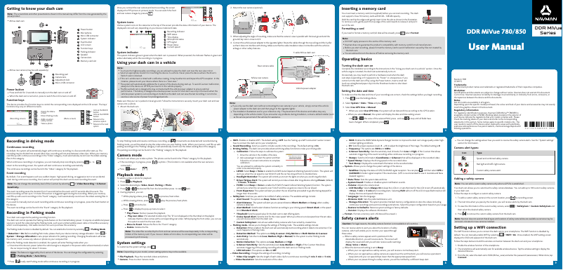 Image de la première page du manuel de l'appareil MiVue 780