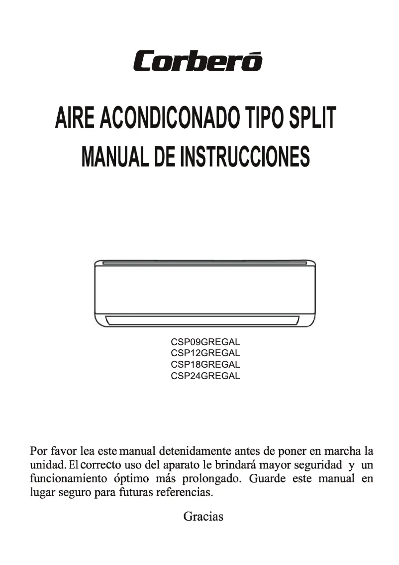 Page 1 de la notice Manuel utilisateur Corbero CSP18GREGAL