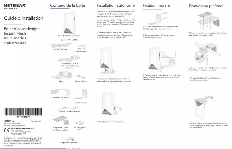Page 1 de la notice Guide d'installation Netgear WAC564