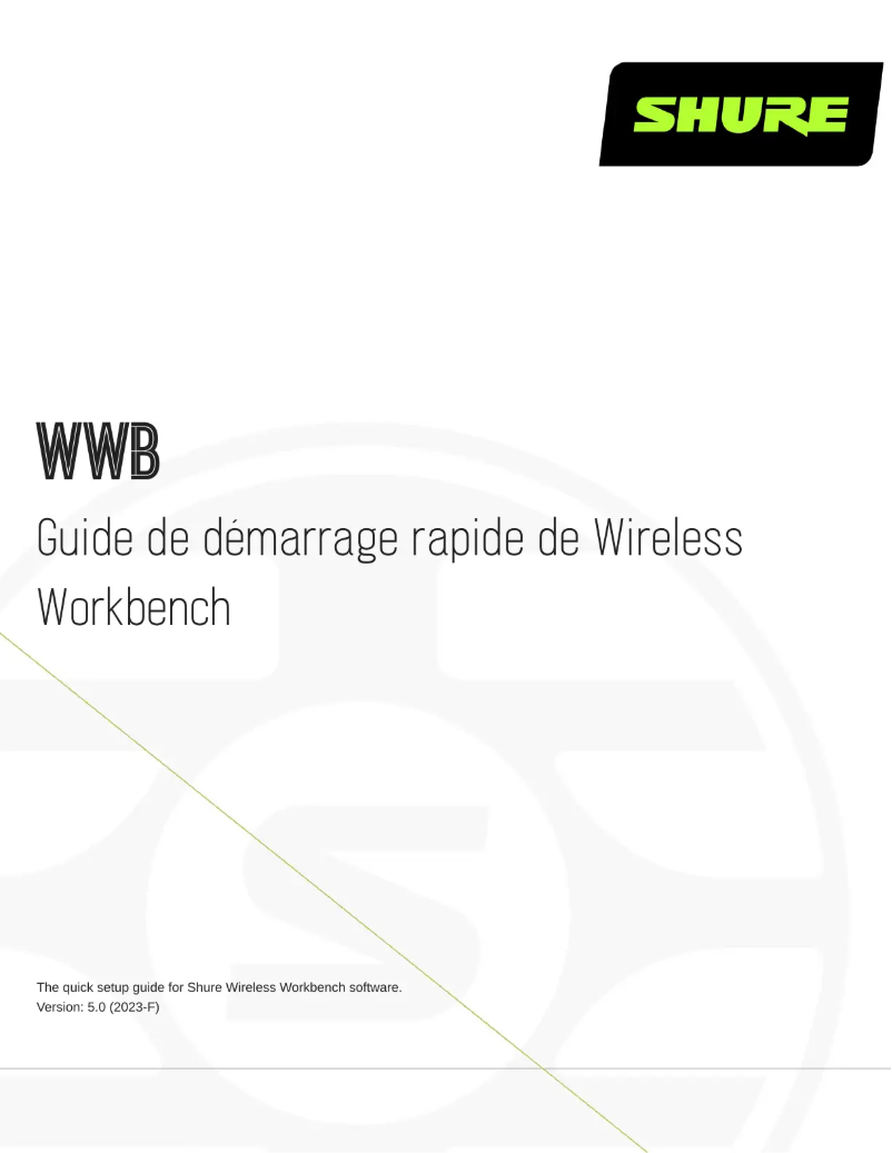 Page 1 de la notice Guide de démarrage rapide Shure Wireless Workbench 7