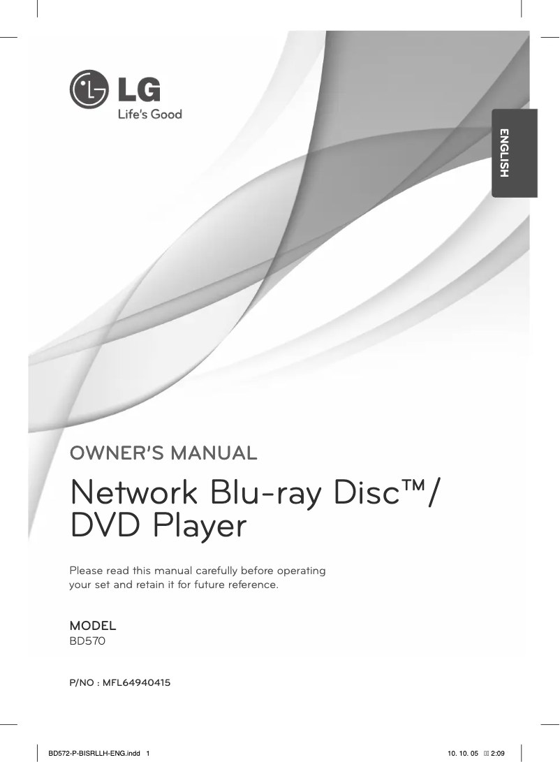 Page 1 de la notice Manuel utilisateur LG BD572