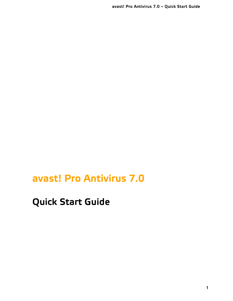 Page 1 de la notice Manuel utilisateur Avast Antivirus 7.0 Pro