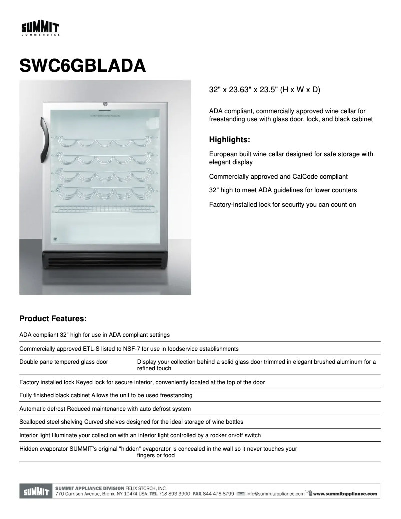 Page n°1 - Manuel utilisateur Summit SWC6GBLADA