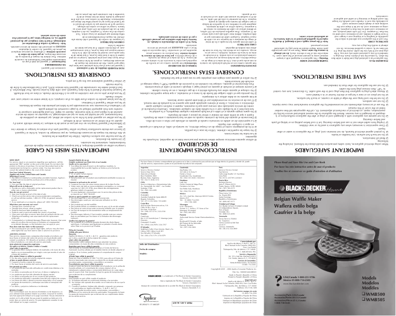 Page n°1 - Manuel utilisateur Applica WMB505