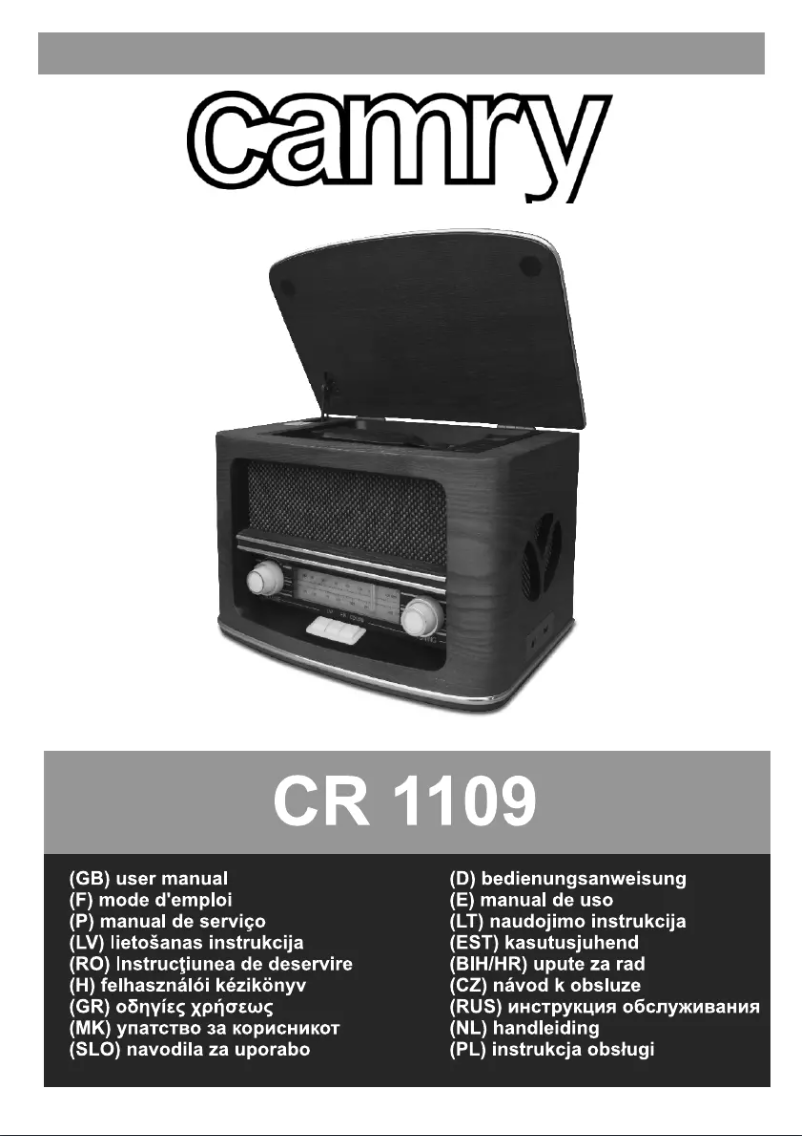 Page 1 de la notice Manuel utilisateur Camry CR 1109