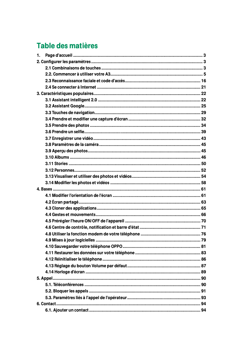 Page 1 de la notice Manuel utilisateur Oppo A3