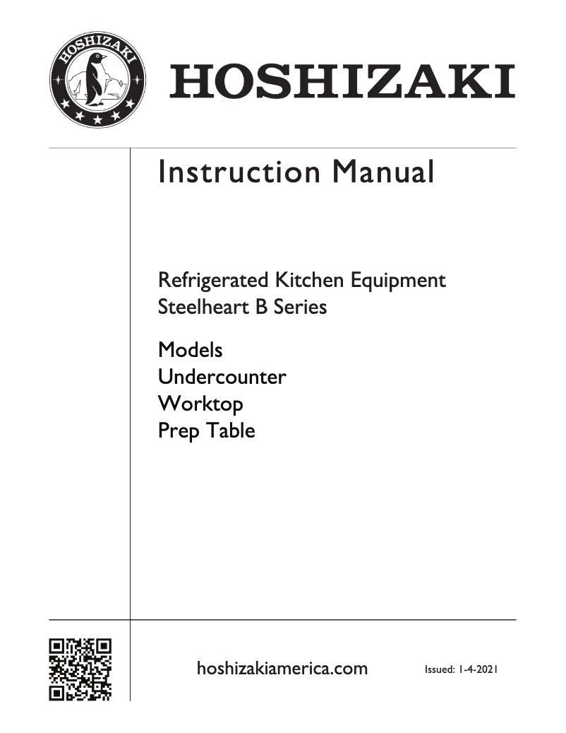Page 1 de la notice Manuel utilisateur Hoshizaki UR72B-D6