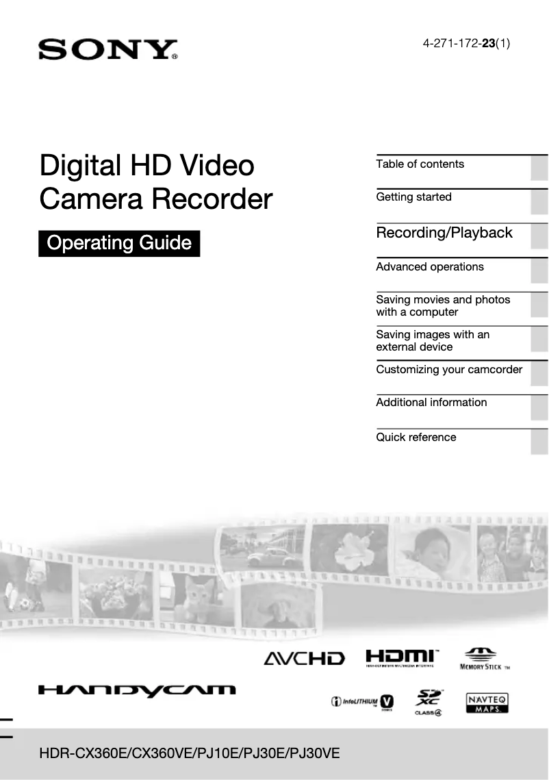 Page n°1 - Manuel utilisateur Sony Handycam HDR-CX360VE