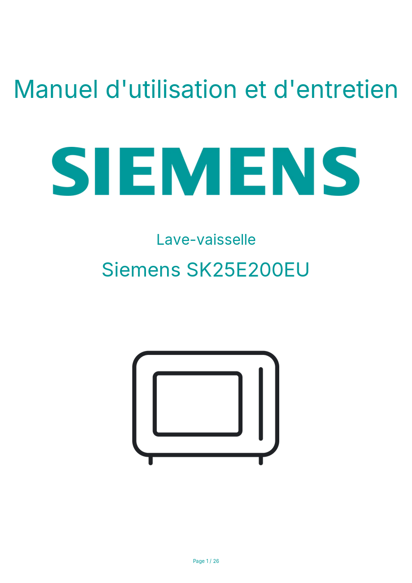 Image de la première page du manuel de l'appareil SK25E200EU