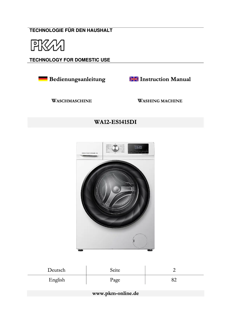 Page 1 de la notice Manuel utilisateur PKM WA12-ES1415DI