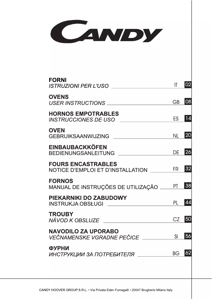 Page n°1 - Manuel utilisateur Candy FCC604RA