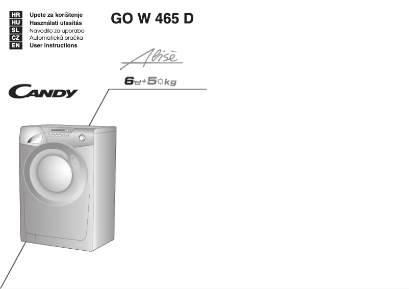 Page 1 de la notice Manuel utilisateur Candy GO W465D-86S