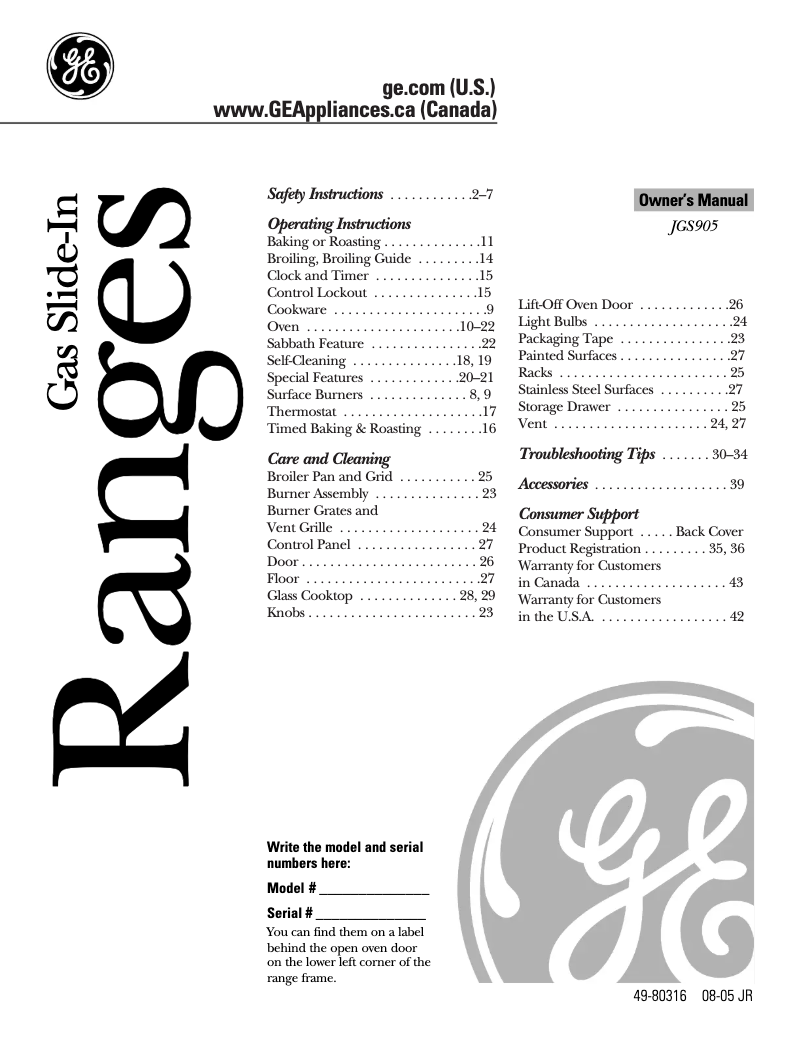 Image de la première page du manuel de l'appareil JGS905BEKBB