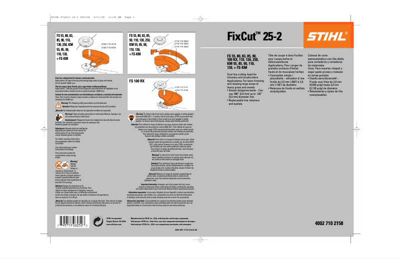 Page 1 de la notice Manuel utilisateur Stihl FixCut 25-2