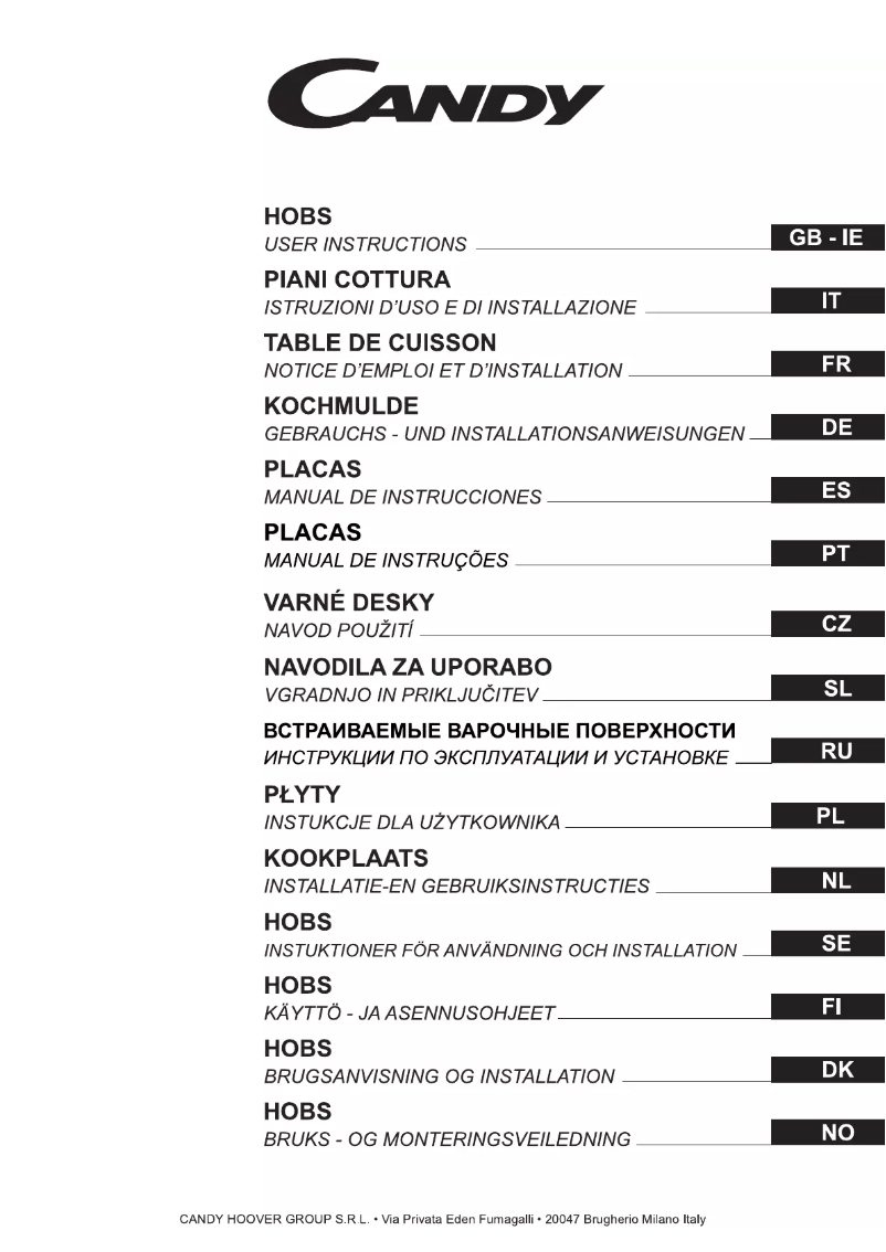 Page 1 de la notice Manuel utilisateur Candy CH 633 X
