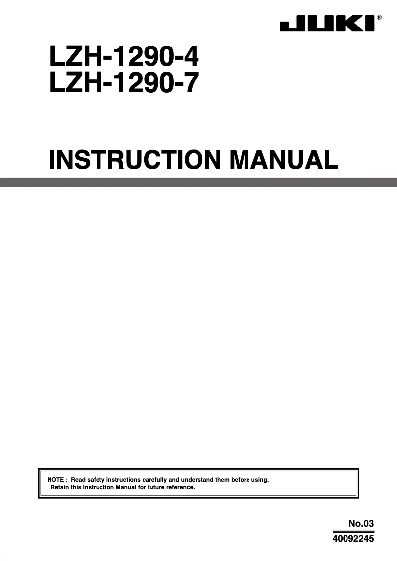 Image de la première page du manuel de l'appareil LZH-1290-4