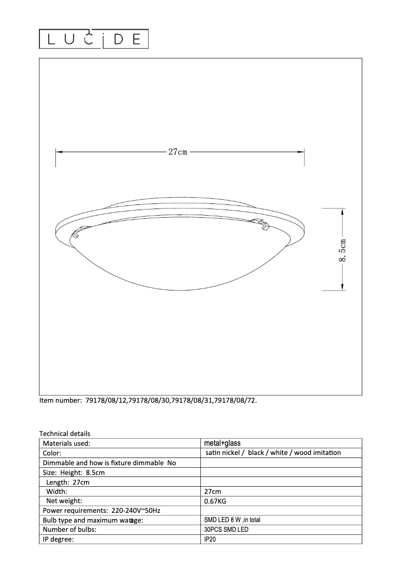 Page 1 de la notice Manuel utilisateur Lucide Rune 79178/08/30