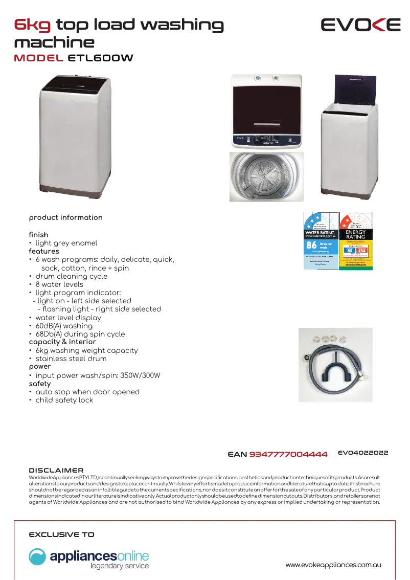 Image de la première page du manuel de l'appareil ETL600W