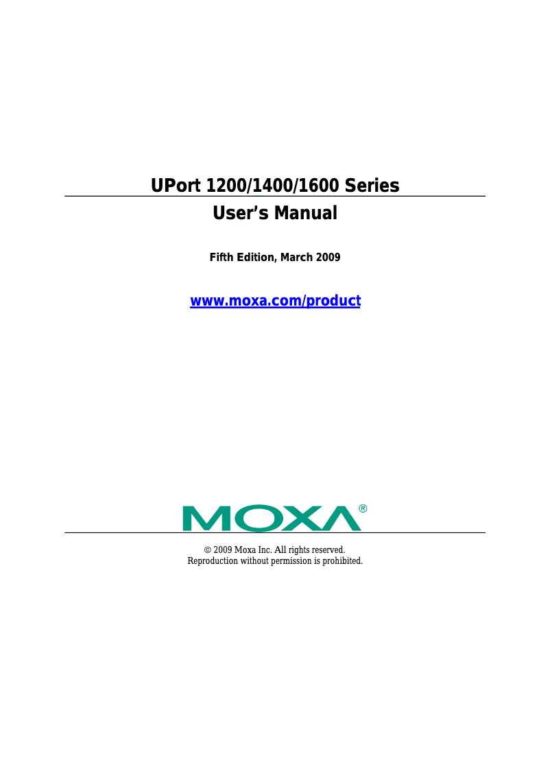 Page n°1 - Manuel utilisateur Moxa UPort 1410