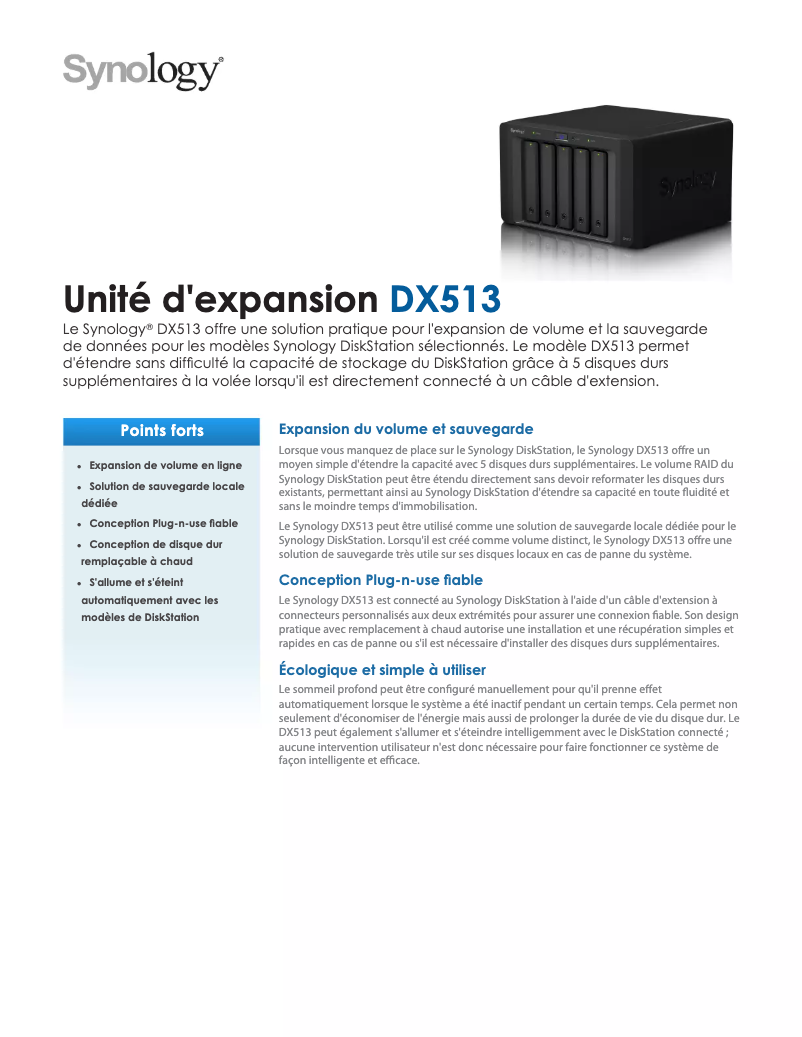 Page n°1 - Fiche technique Synology ioSafe X513