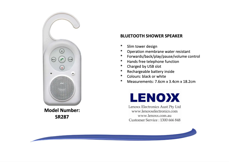 Page 1 de la notice Fiche technique Lenoxx SR287