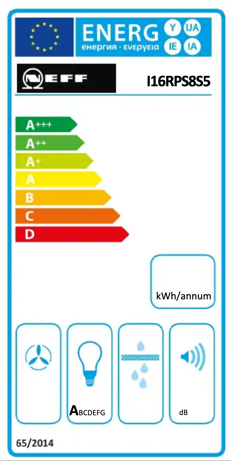 Page 1 de la notice Label énergétique Neff I16RPS8S5