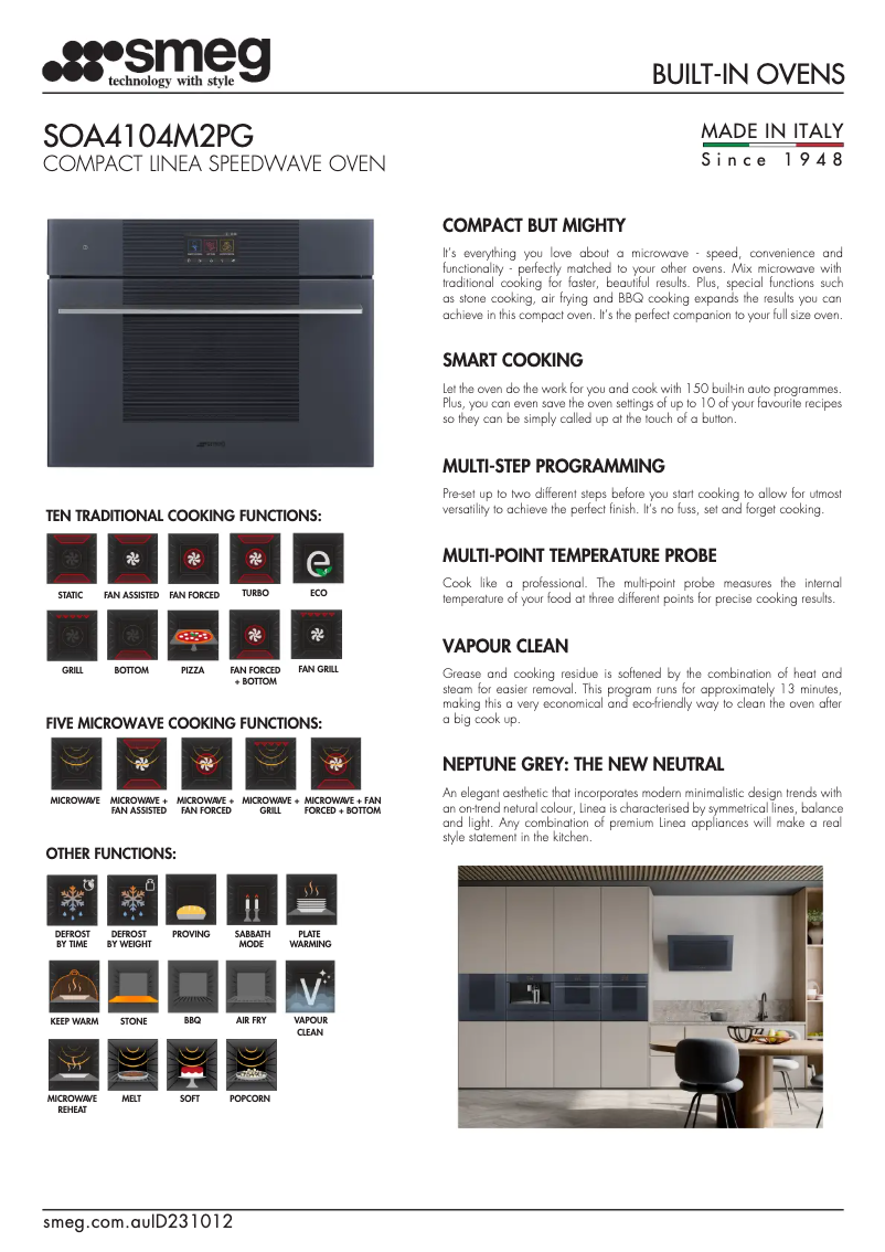 Page n°1 - Fiche technique Smeg SOA4104M2PG
