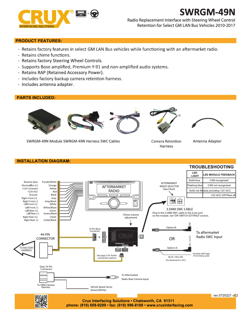 Page n°1 - Manuel utilisateur CRUX SWRGM-49N
