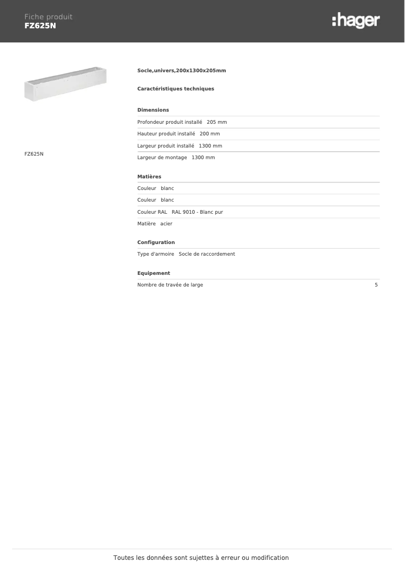 Page n°1 - Manuel utilisateur Hager FZ625N