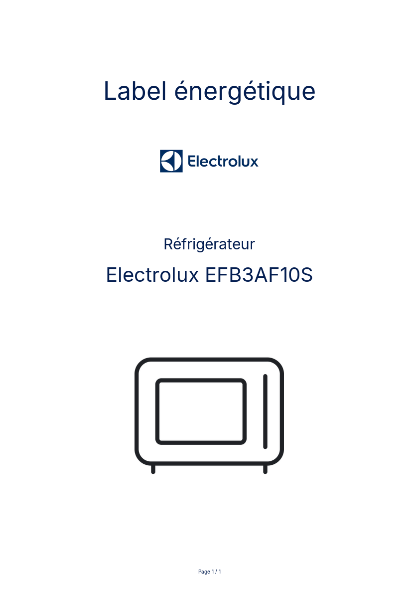 Image de la première page du manuel de l'appareil EFB3AF10S
