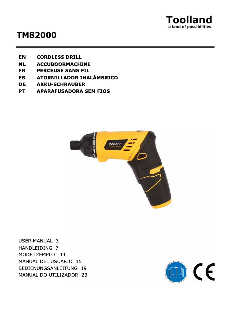 Page 1 de la notice Manuel utilisateur Toolland TM82000