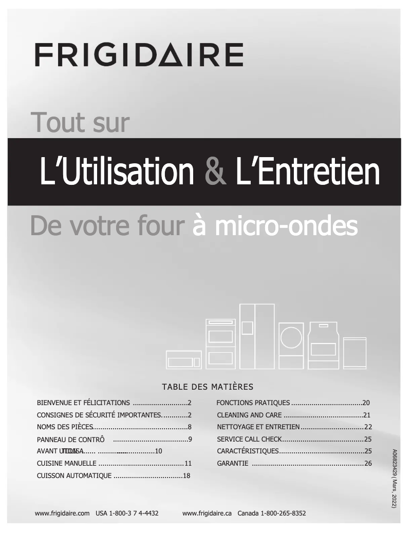 Image de la première page du manuel de l'appareil FMOW1852AS