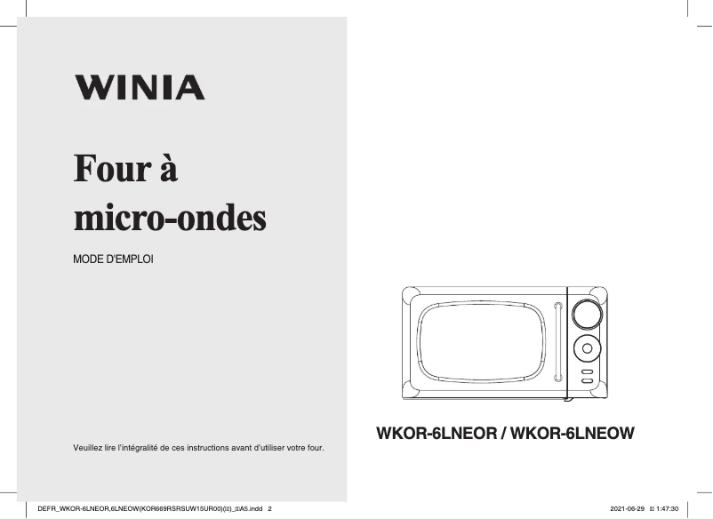 Page n°1 - Manuel utilisateur Winia WKOR-6LNEOR
