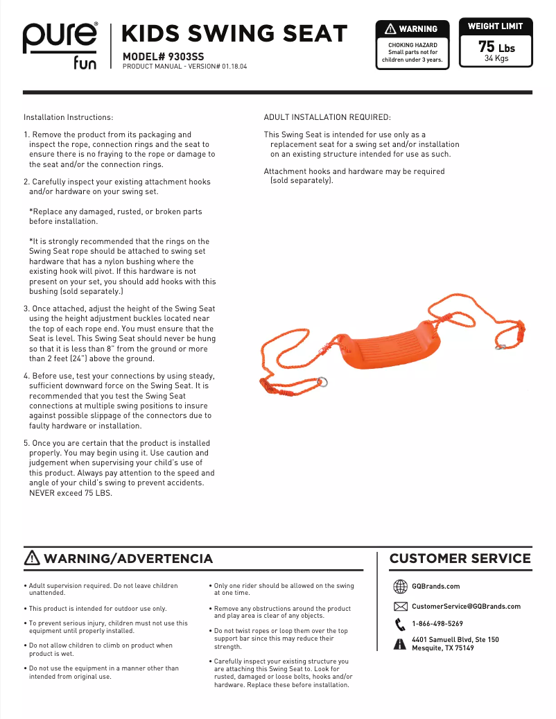 Page n°1 - Manuel utilisateur Pure Fun 9303SS