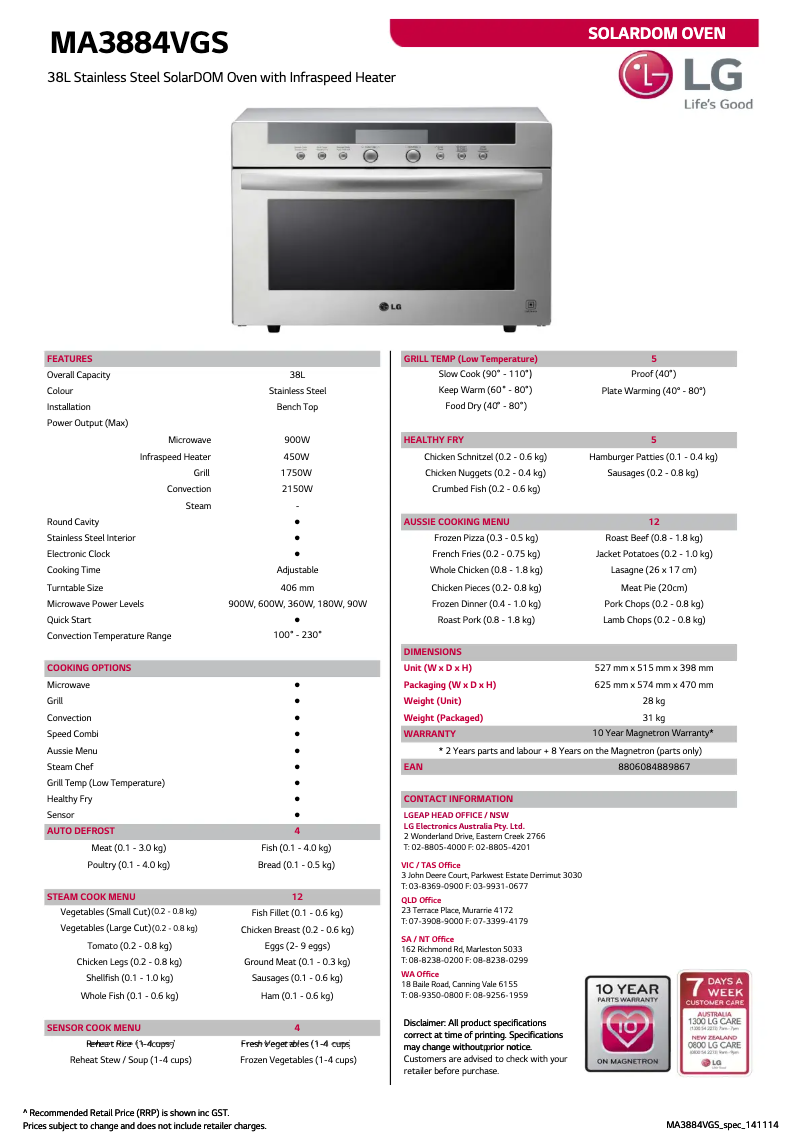 Image de la première page du manuel de l'appareil MA3884VGS