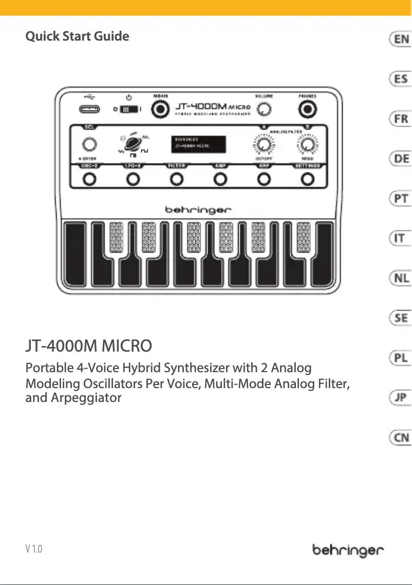 Page 1 de la notice Manuel utilisateur Behringer JT-4000M MICRO