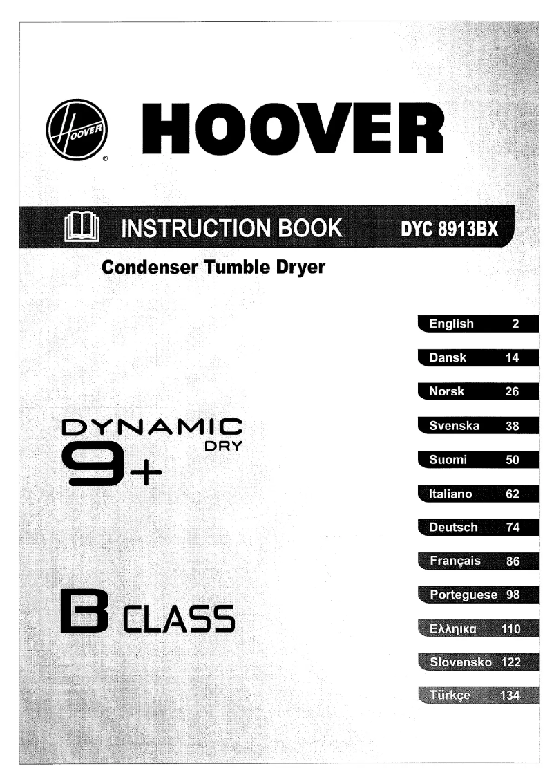 Page 1 de la notice Manuel utilisateur Hoover DYC 8913BX-84