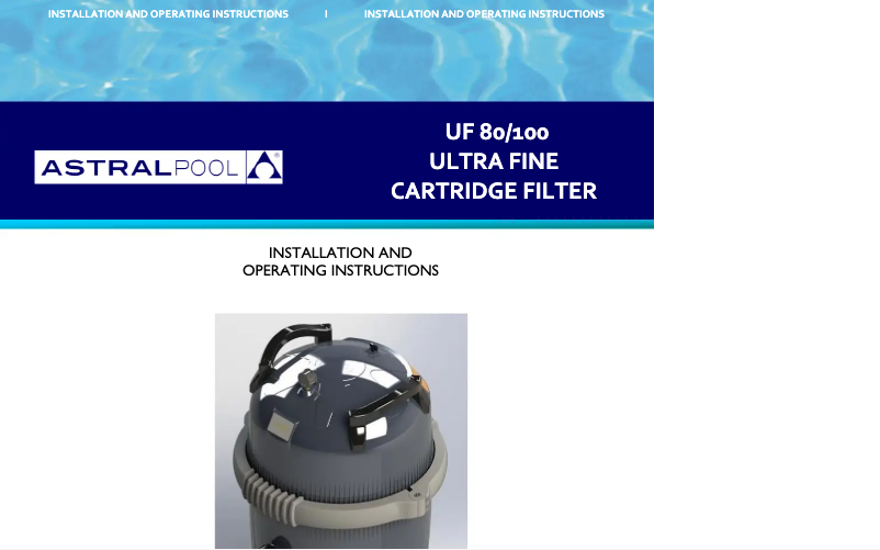Page 1 de la notice Manuel utilisateur AstralPool UF 80