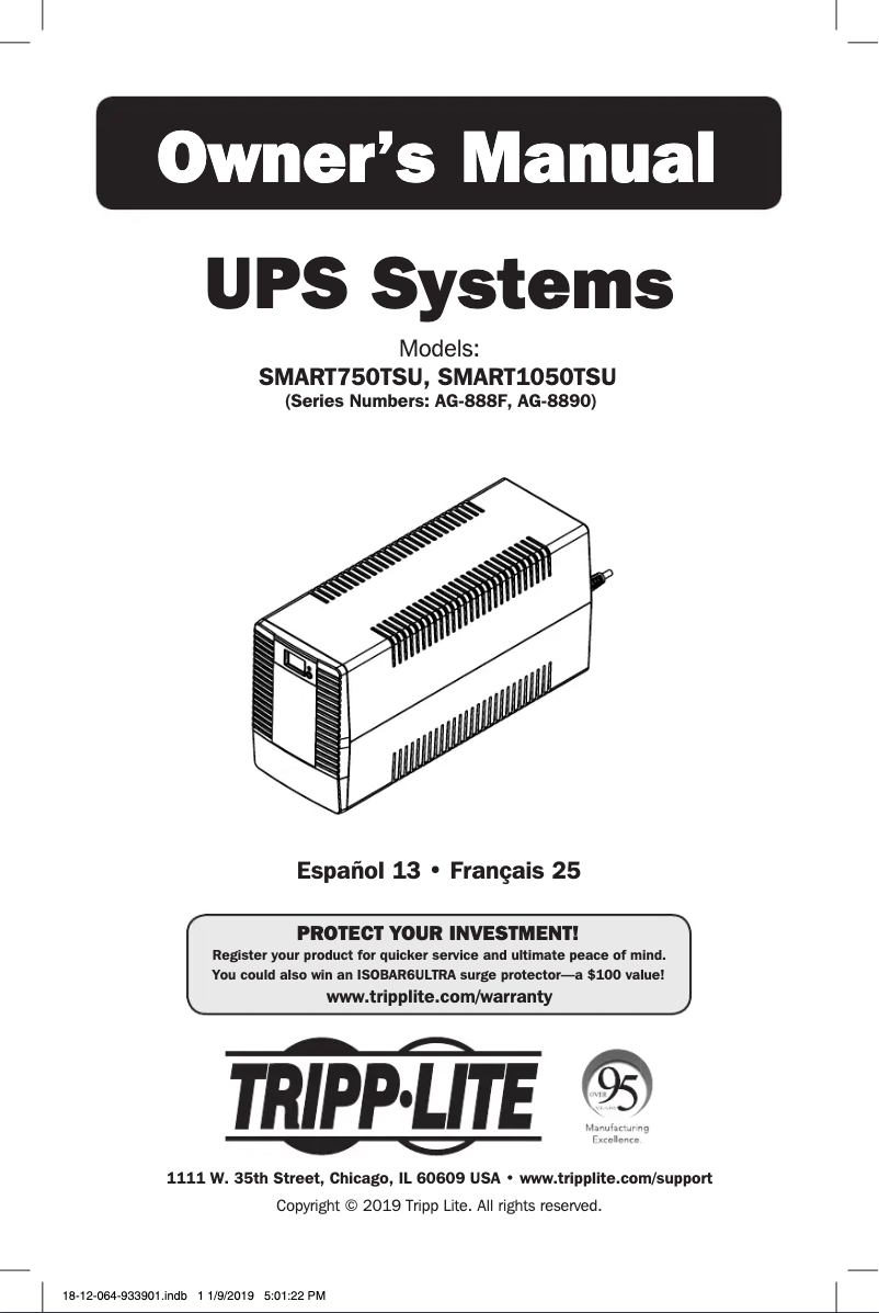 Page n°1 - Manuel utilisateur Tripp Lite SmartPro SMART1050TSU