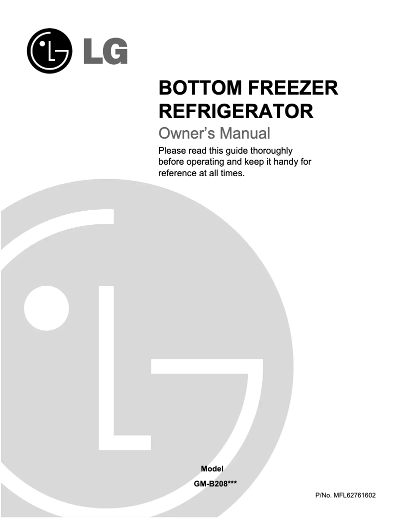 Page 1 de la notice Manuel utilisateur LG GM-B208SW