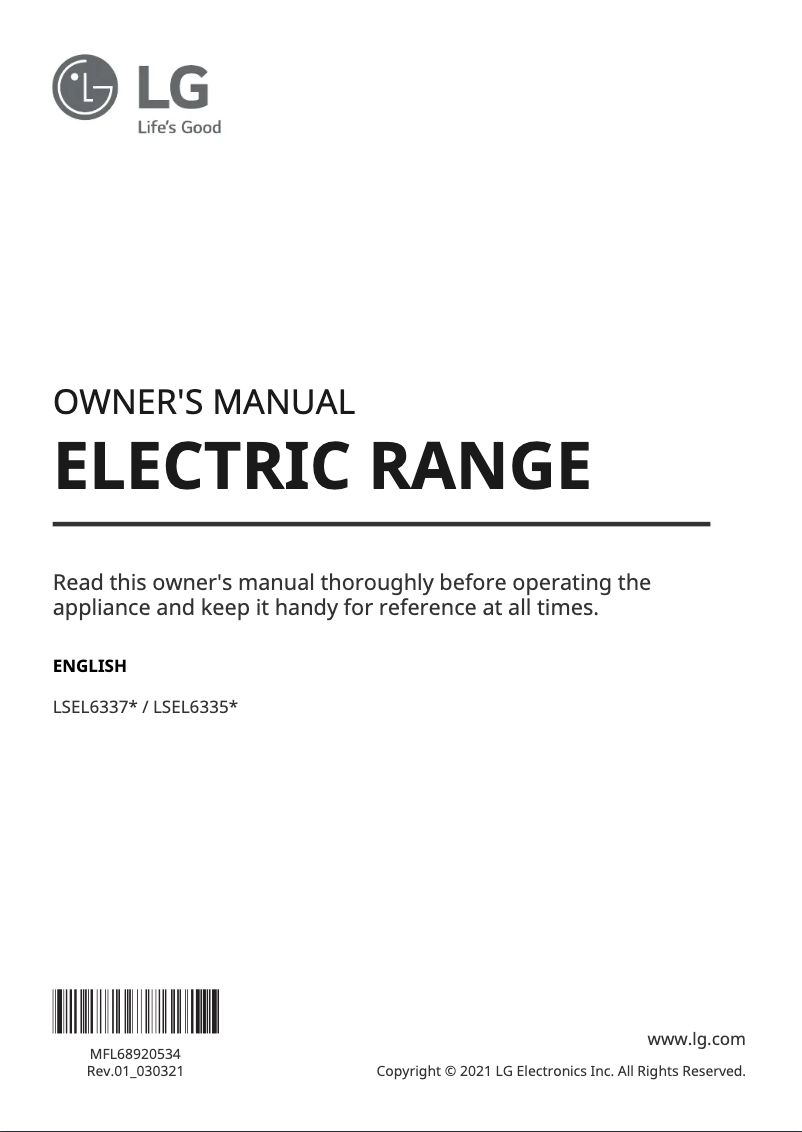 Page 1 de la notice Manuel utilisateur LG LSEL6337F